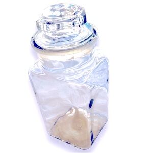 VINTAGE 11” Tall Square Glass Apothecary Candy Jar w Lid - GIANT & HEAVY!!